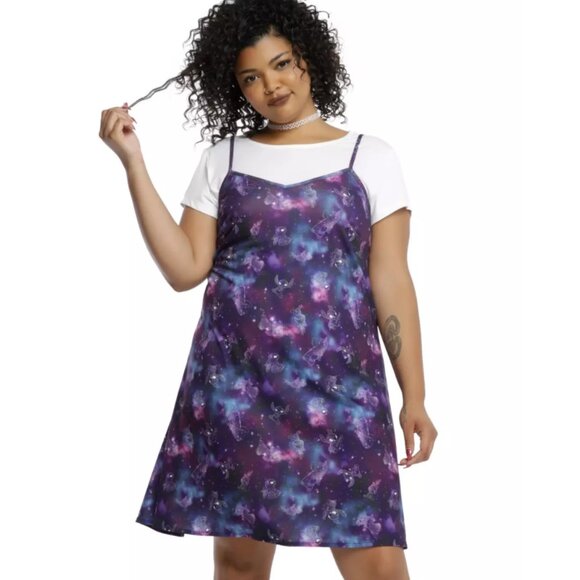 NEW Hot Topic 3 Disney Lilo & Stitch Galaxy Tee Slip Dress 3X 22 24 Plus Size - Picture 1 of 9